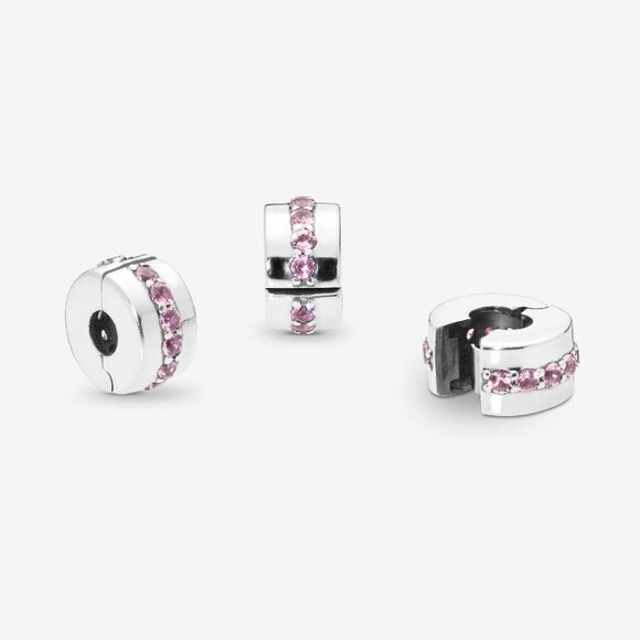 Pandora Pink Sparkling Row Clip Charm - Picture 4 of 7